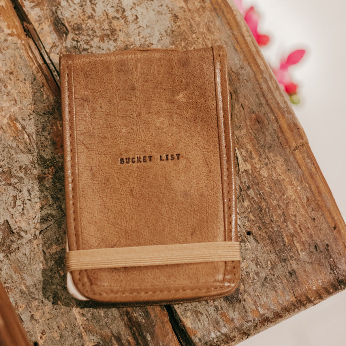 Bucket List Mini Signature Leather Journal - Maple