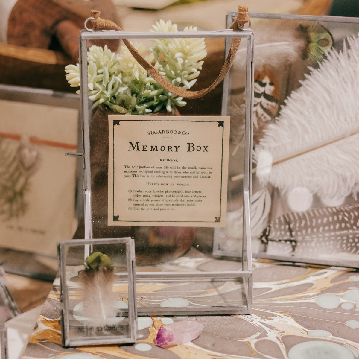***Hanging Glass and Zinc Memory Box - 8x5x2