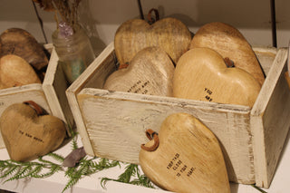 Small Engraved Wood Hearts - Assorted Set of 14
