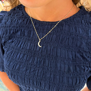 White Opal Crecent Moon pendant necklace