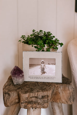Angels Are Watching Horizontal Glass Linen Photo Frame