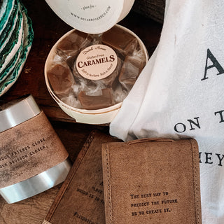 Brown Leather Quote Flasks - Assorted Set of 12