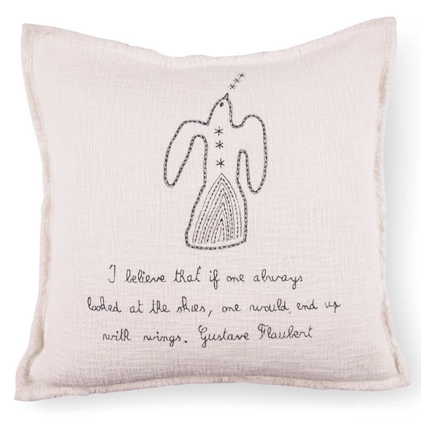 ***Embroidered I Believe Gustave Flaubert Pillow 24x24