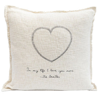 Pillow Collection- Embroidered In My Life - The Beatles Pillow 24"x24" BEIGE