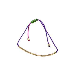 Rainbow Thread adjustable Gold Beaded Bracelet