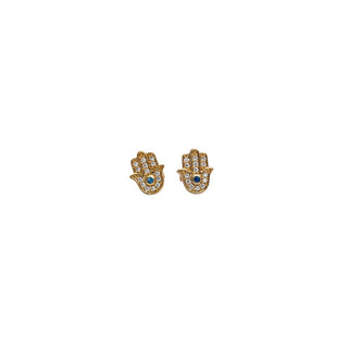 Hamsa Hand Gold Stud Tiny Earrings