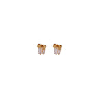 Double-Bar Crystal Stud Tiny Earrings