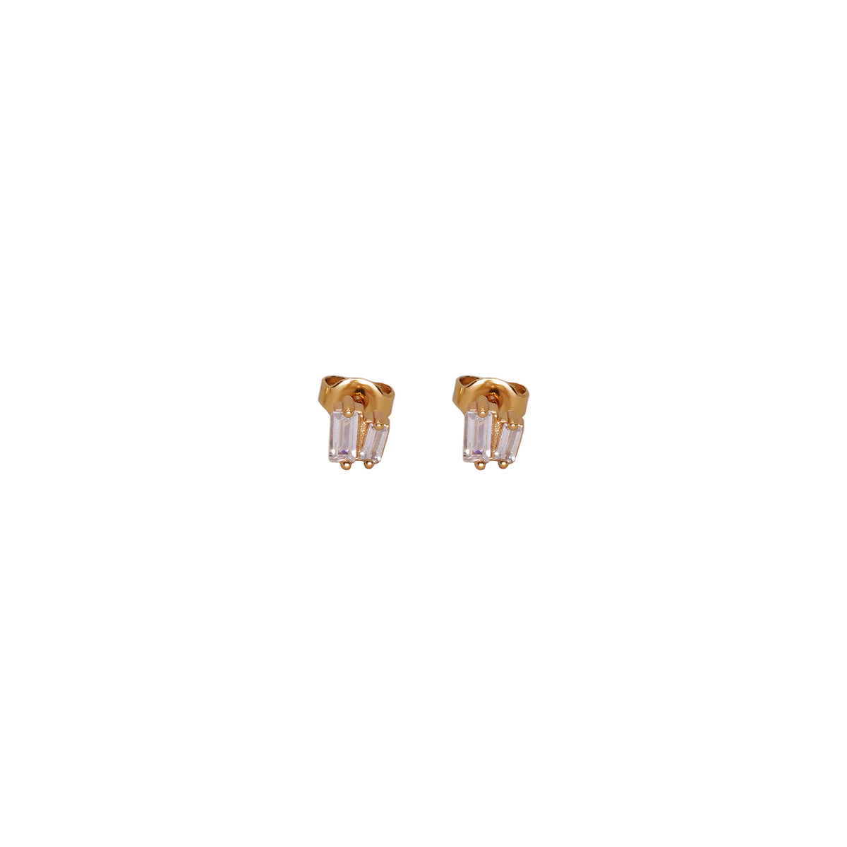 Double-Bar Crystal Stud Tiny Earrings