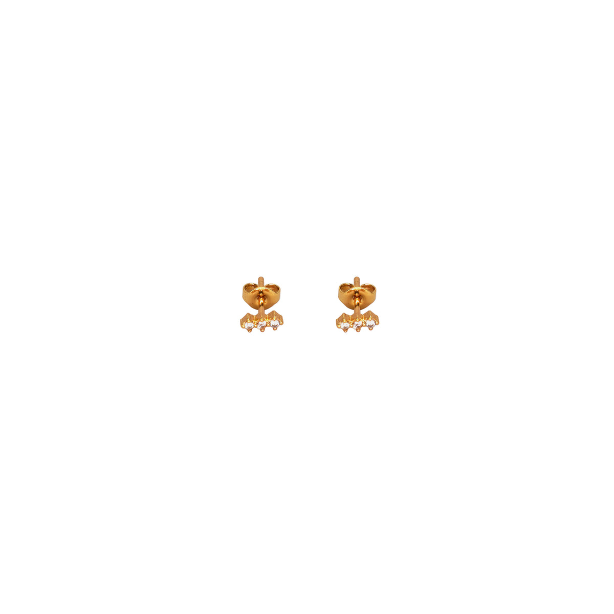 Tri Crystal Stud Tiny Earrings