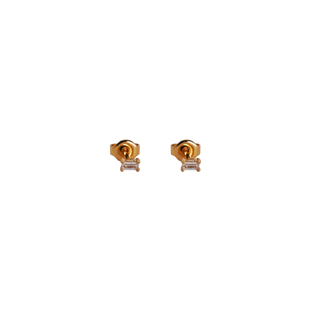 Crystal Bar Gold Stud Tiny Earrings