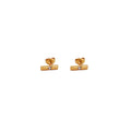 Bar with Crystal Gold Stud Tiny Earrings