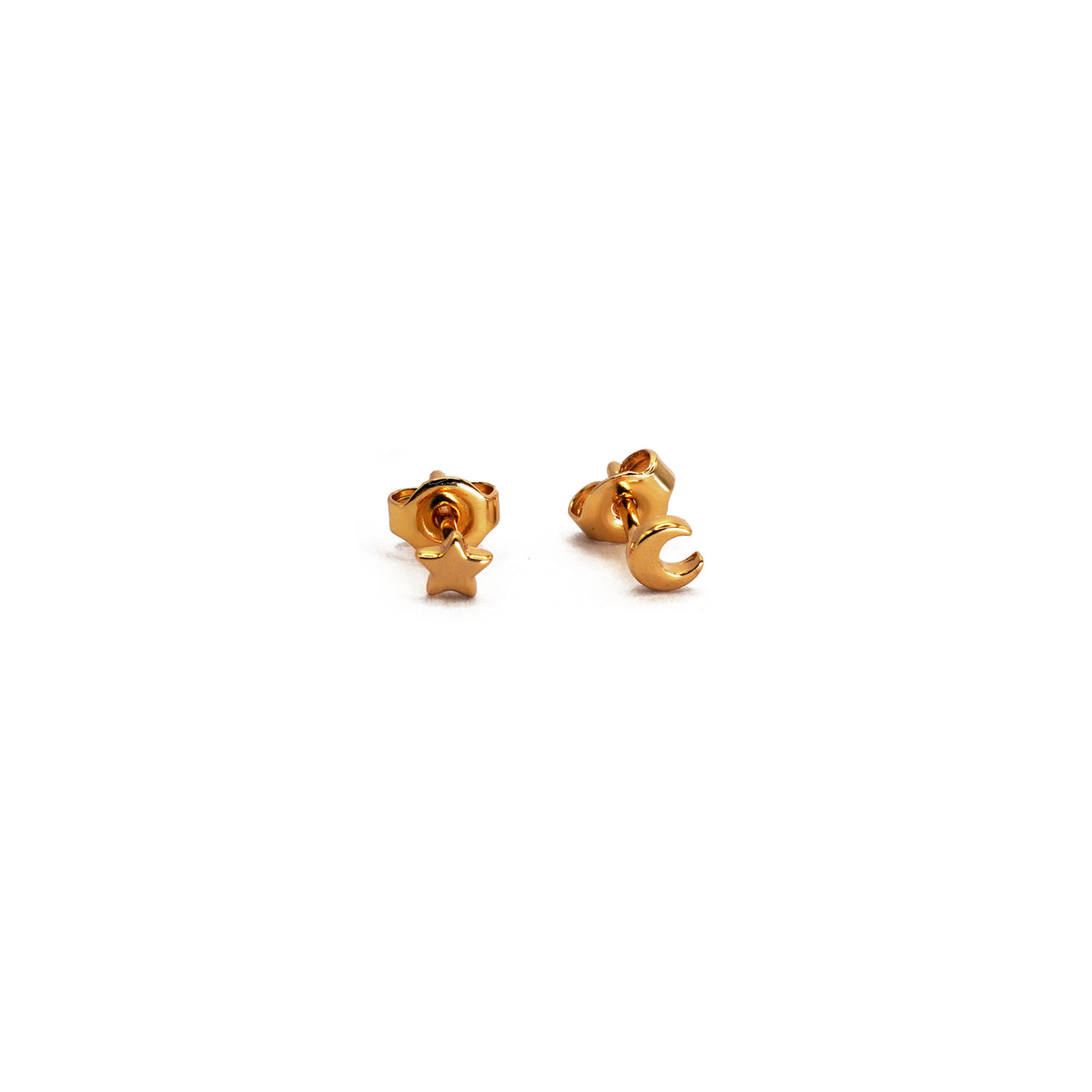 Moon and Star Stud Tiny Earrings