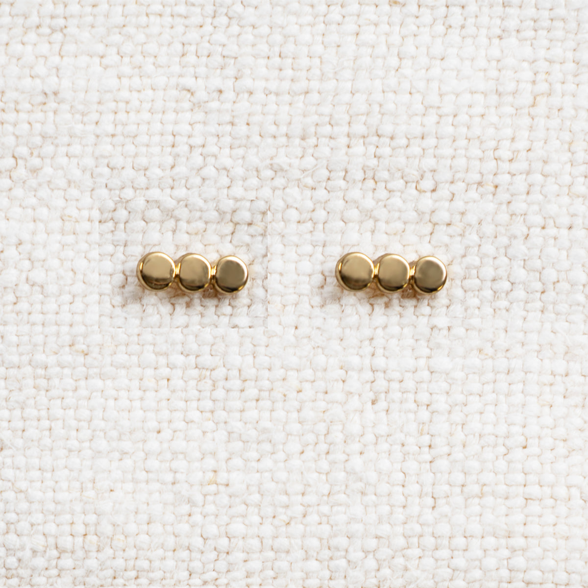 3 Dot Bar Gold Stud Tiny Earrings