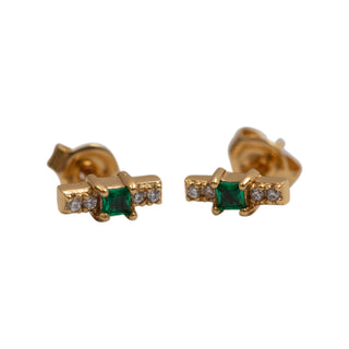 Tiny Emerald Bar Stud Earring