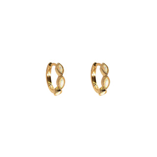 Gold Plated Tri Opal Huggie Earrings