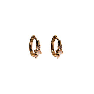 Gold Plated Diamond shaped Opal Huggie Earrings