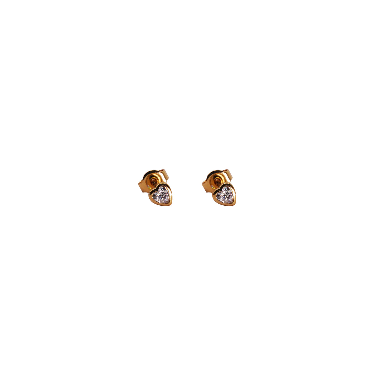 Crystal Heart Gold Rim Stud Tiny Earrings