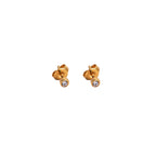 Crystal Dot Gold Rim Stud Tiny Earrings