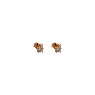 Tiny Crystal Dot Gold Pronged Stud Earrings