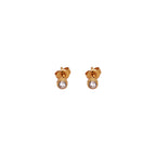 Dot Crystal Gold Rim Stud Tiny Earrings