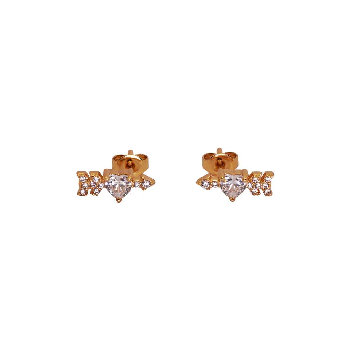 Arrow Heart Gold Stud Tiny Earrings