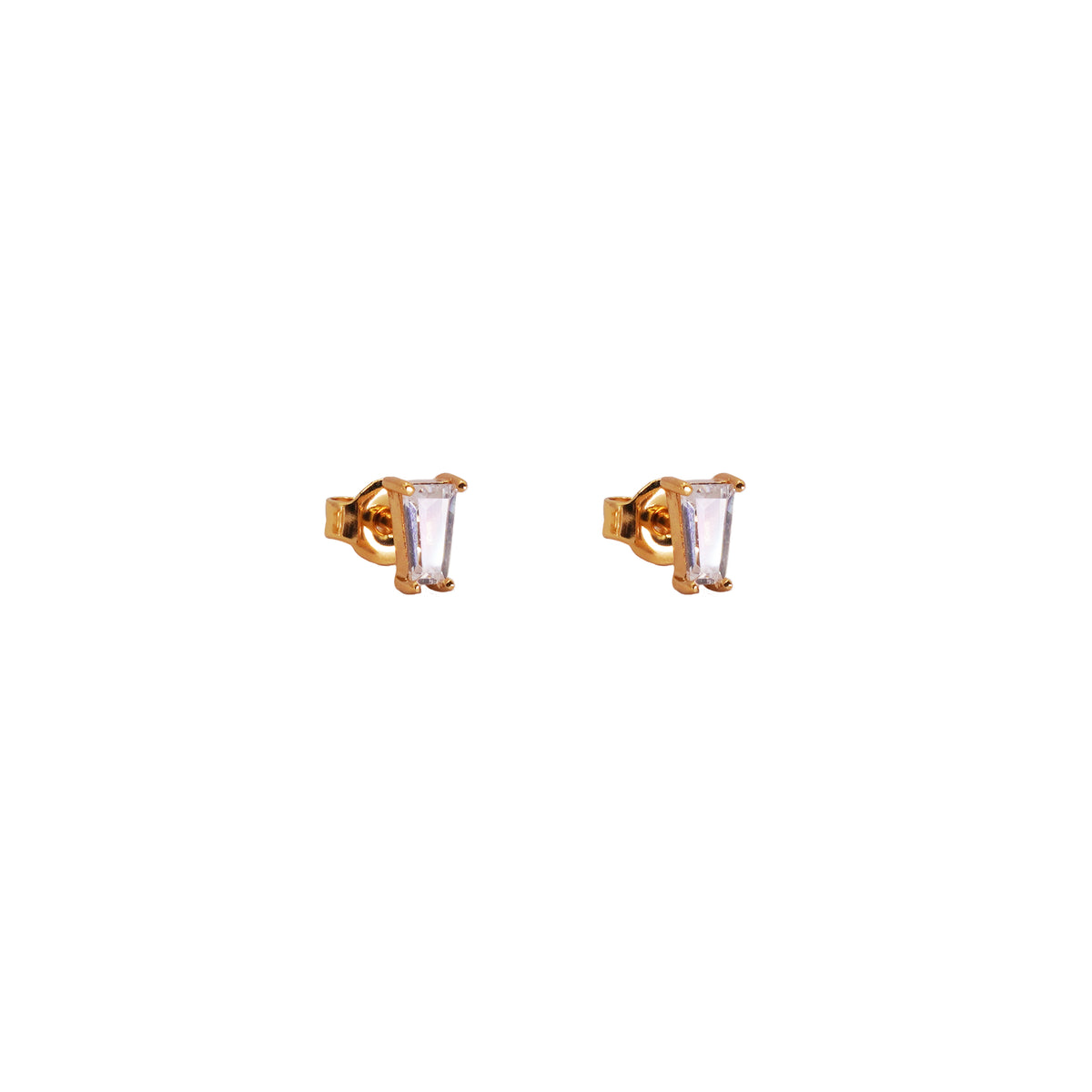 Tapered Rectangle Gold Stud Tiny Earrings