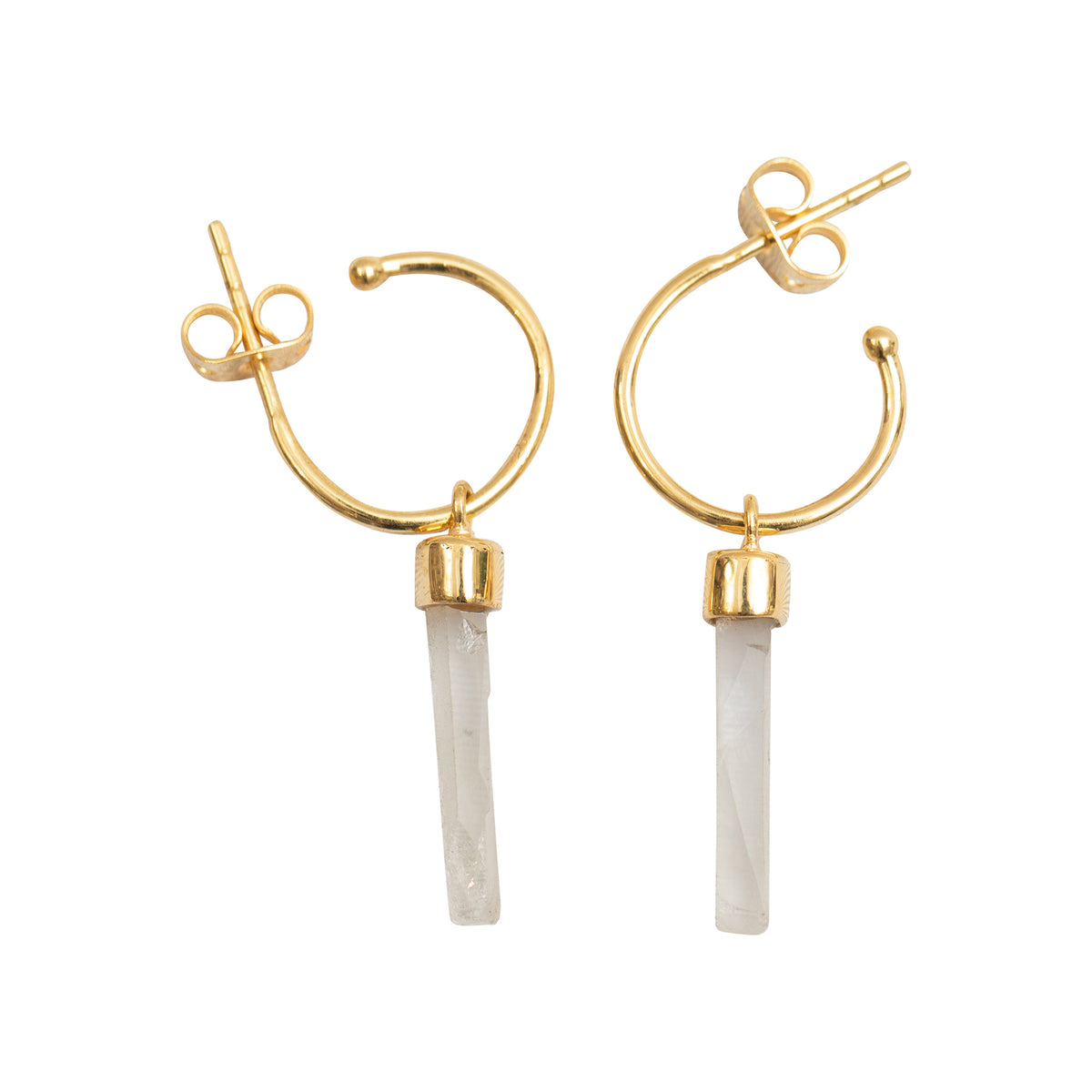 ***Crystal Post Hoop Earrings