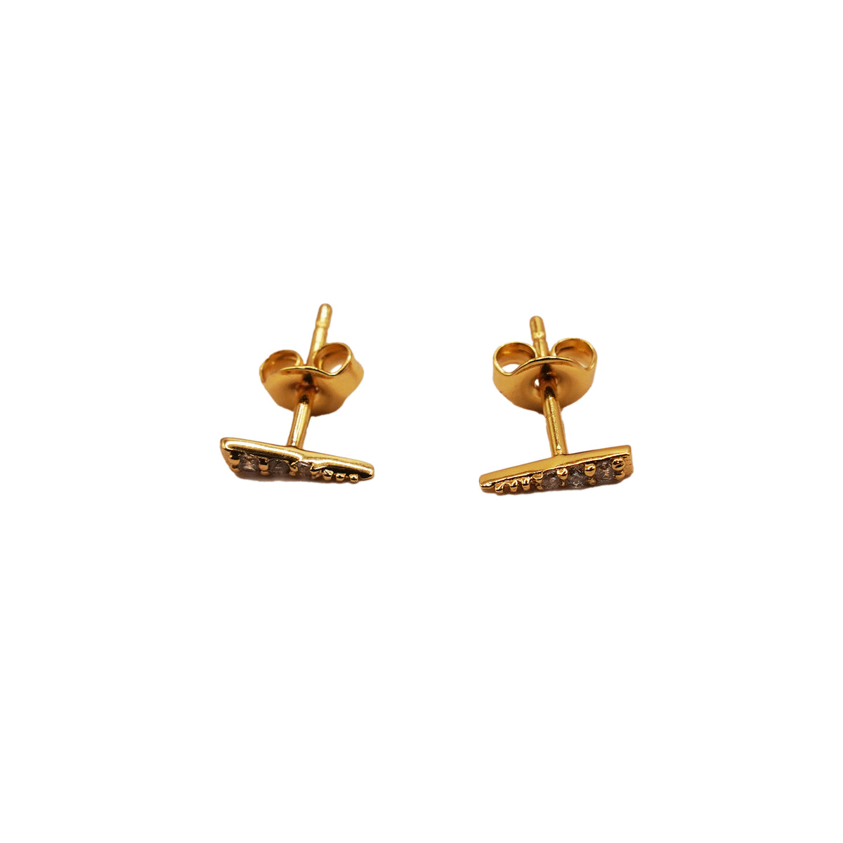 Triangle Rhinestone Gold Stud Tiny Earrings