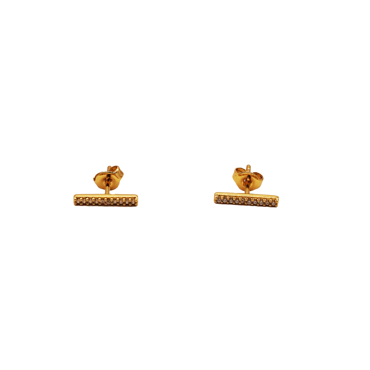 Gold Bar Crystal Stud Tiny Earrings