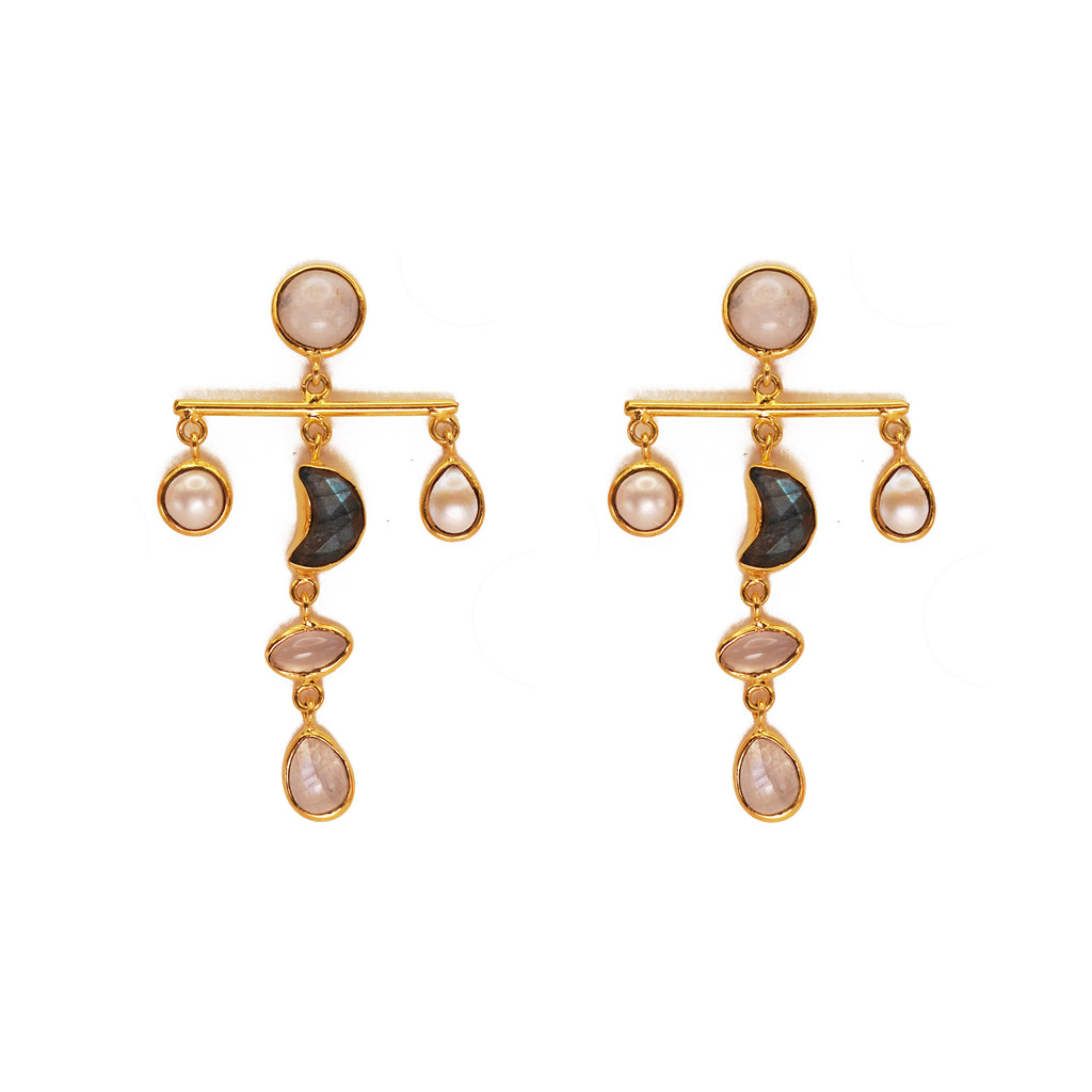***Crescent Moon Multi-Stone Mobile Dangles