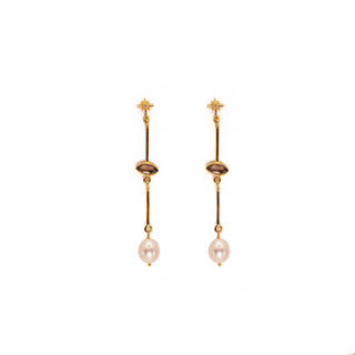 Star Stud Pearl Dangle Earrings