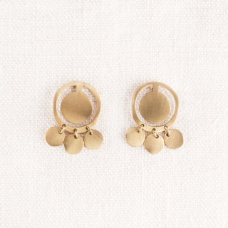 Brass Circle Stud Dangle Earrings
