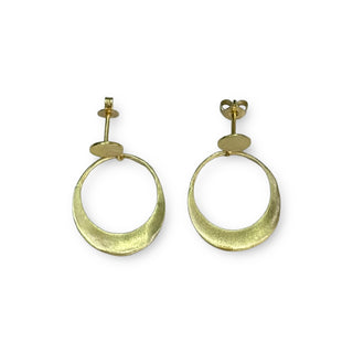 Brass Crescent Hoop Earrings