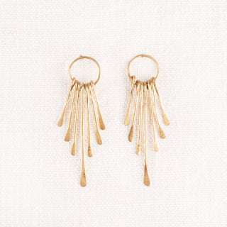 Small Hammered Hoop with Bar Dangle Earrings