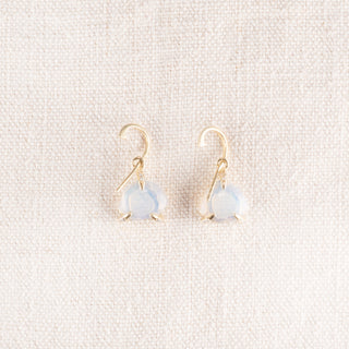 Glass Opal and White Cz Hoop Earrings