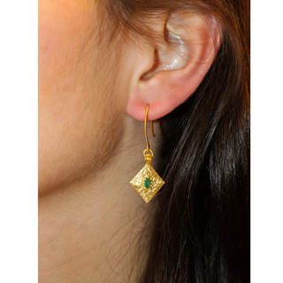 ***Diamond Stamp Crafted Hook Earrings