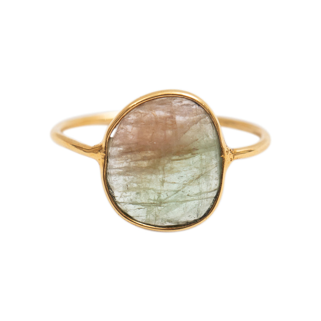 Watermelon Tourmaline Oval Ring - Size vary