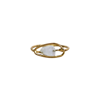 Hollow Oval Ring with Floating Moonstone - Size
