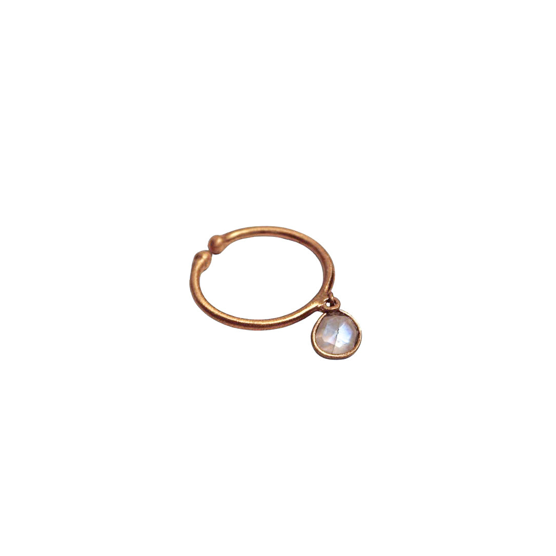 Rainbow Moonstone Adjustable Dangle Ring