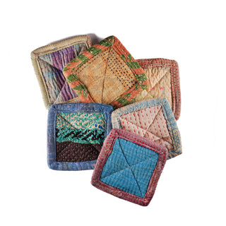 Kantha Stitch Coasters- Set of 6