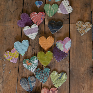 Kantha Heart Pin - Large Set of 12