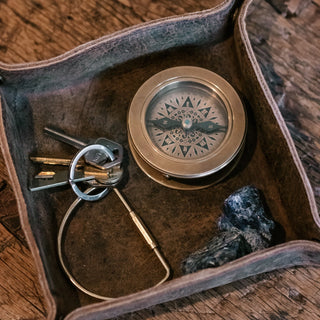 This Place Where You Are Compass with Magnify Glass and Leather Pouch