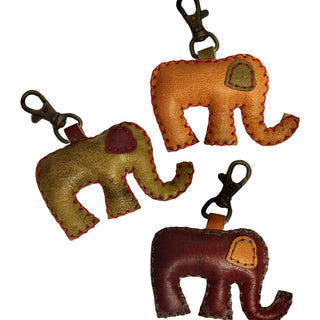 Puffy Leather Elephant Keychains- Set/ 12