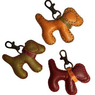 Puffy Leather Dog Keychains- Set/ 12