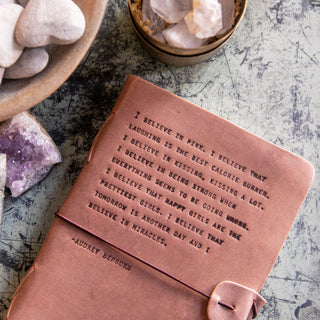 Audrey Hepburn Artisan Leather Journal - Blush