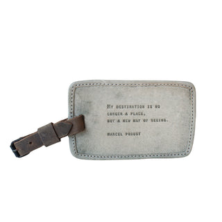 My Destination (Marcel Proust) Leather Luggage Tag - Stone