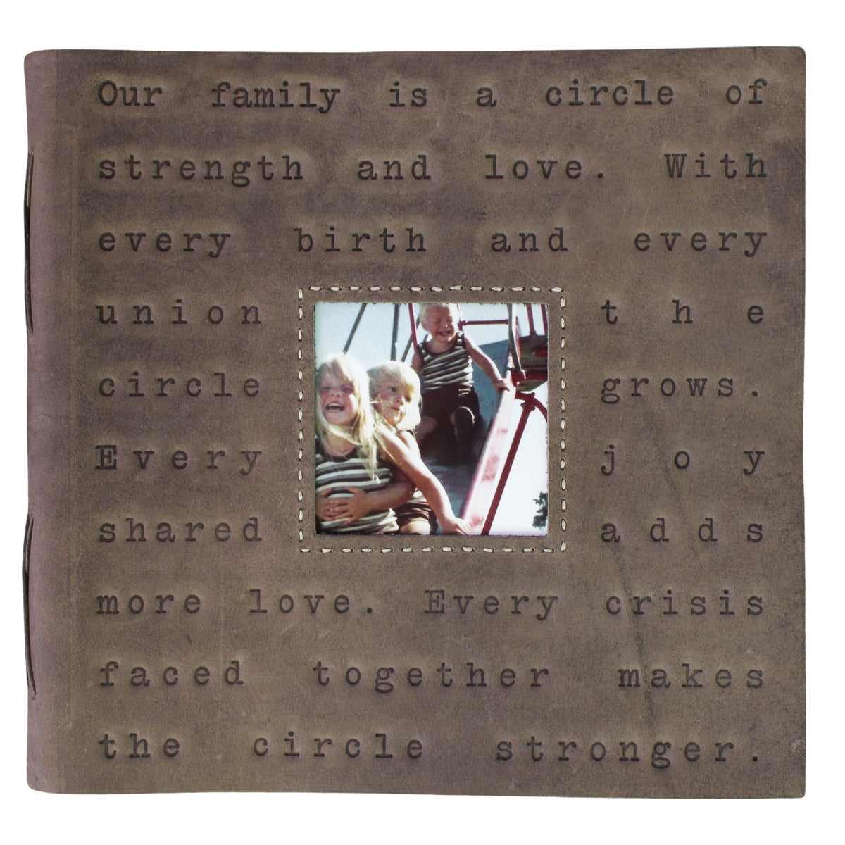 Our Family Is A Circle Leather Photo Keeper 12x12 - Slate