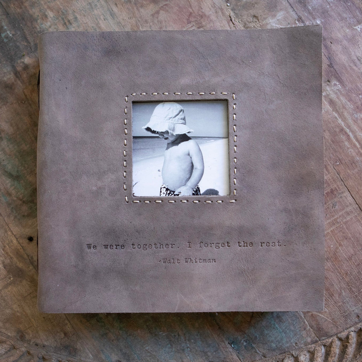 We Were Together Leather Photo Keeper 12x12 - Slate