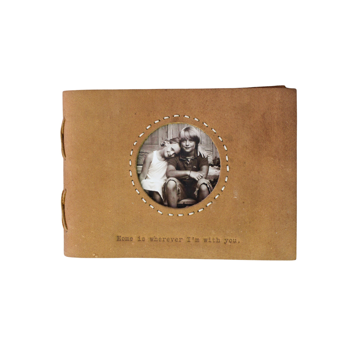 Home is Wherever I'm With You Leather Photo Keeper 8x6 - Fawn