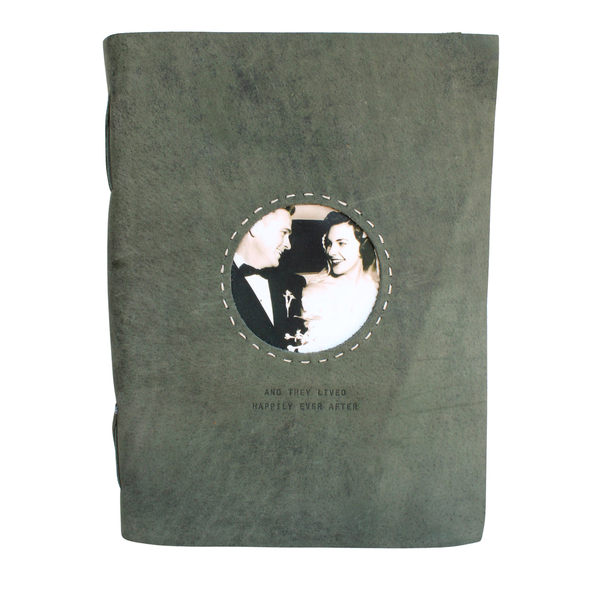 And They Lived Happily Leather Photo Keeper 10x14 - Moss